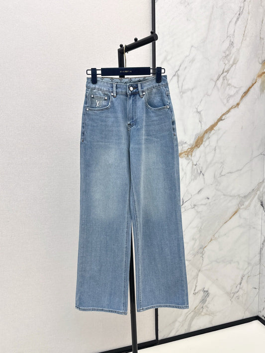 Loui* 25ss embroidered Straight-Cut Jeans