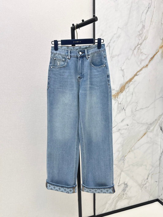Loui* 25ss embroidered Straight-Cut Jeans