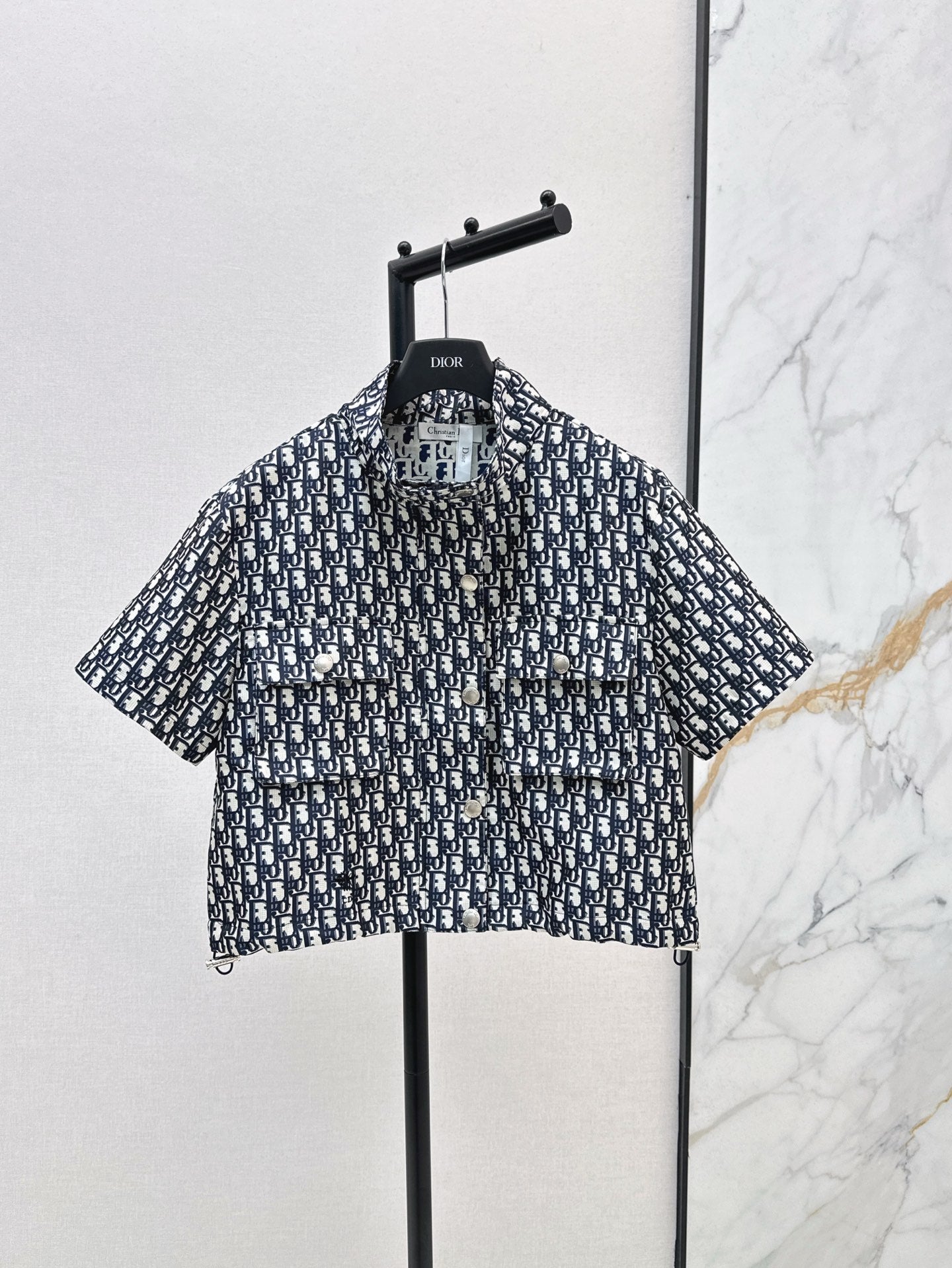 D*r 25ss jacquard technical taffeta cropped shirt