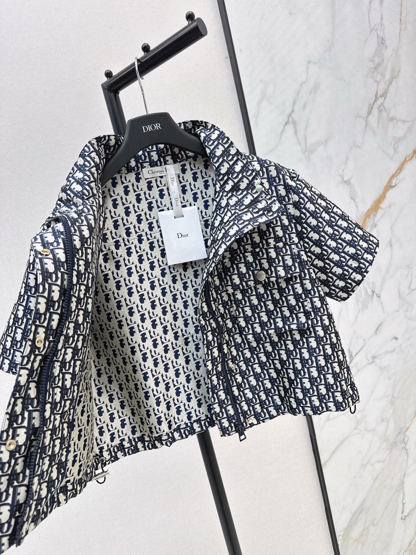 D*r 25ss jacquard technical taffeta cropped shirt