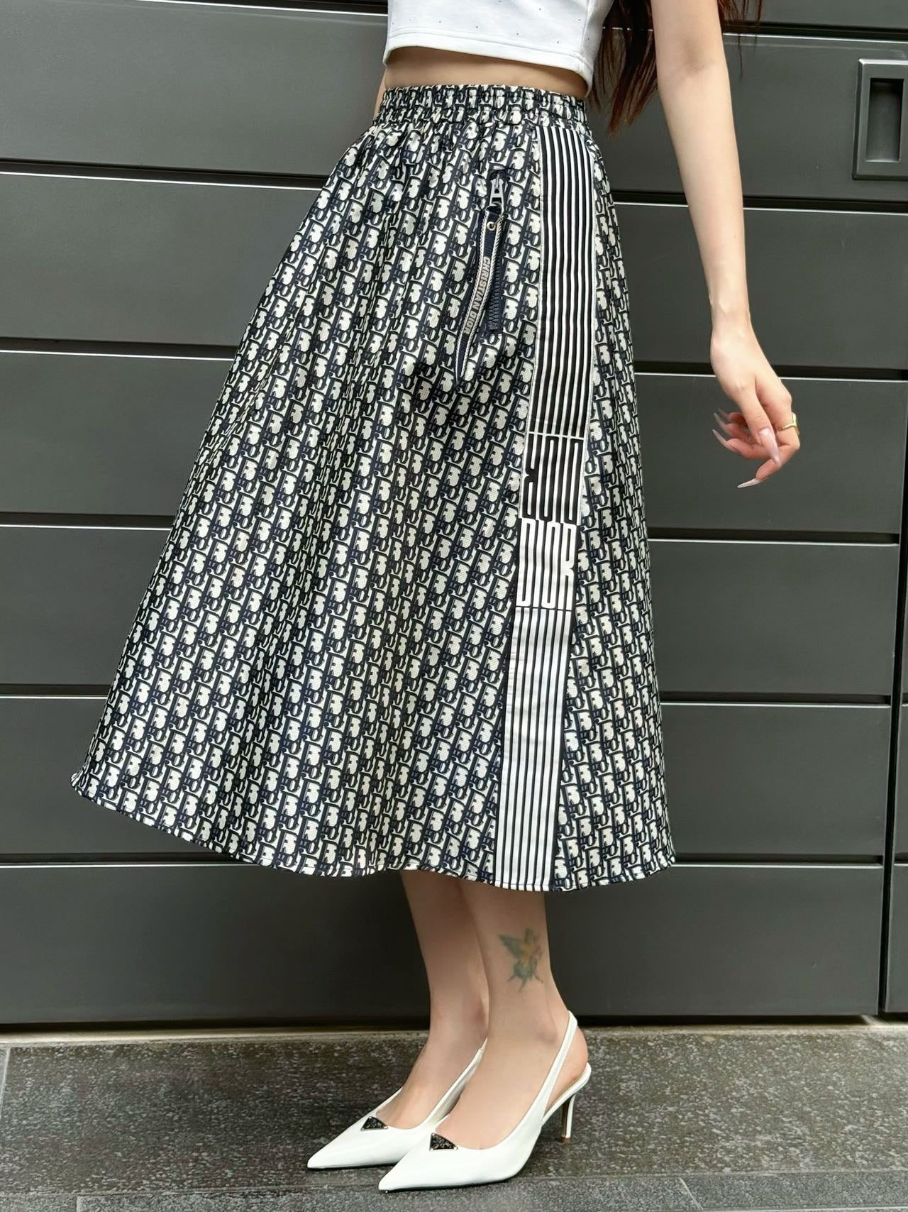 D*r 25ss jacquard technical taffeta skirt