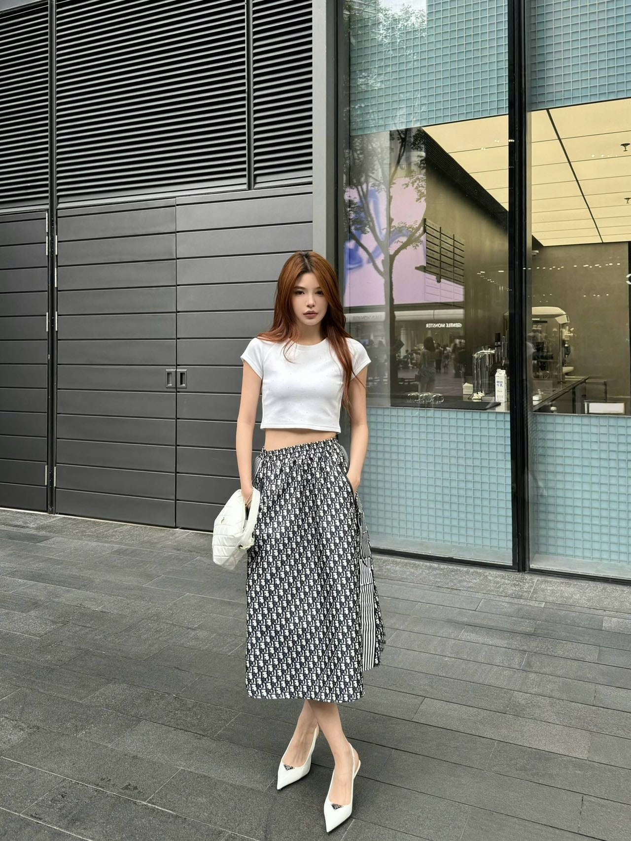 D*r 25ss jacquard technical taffeta skirt