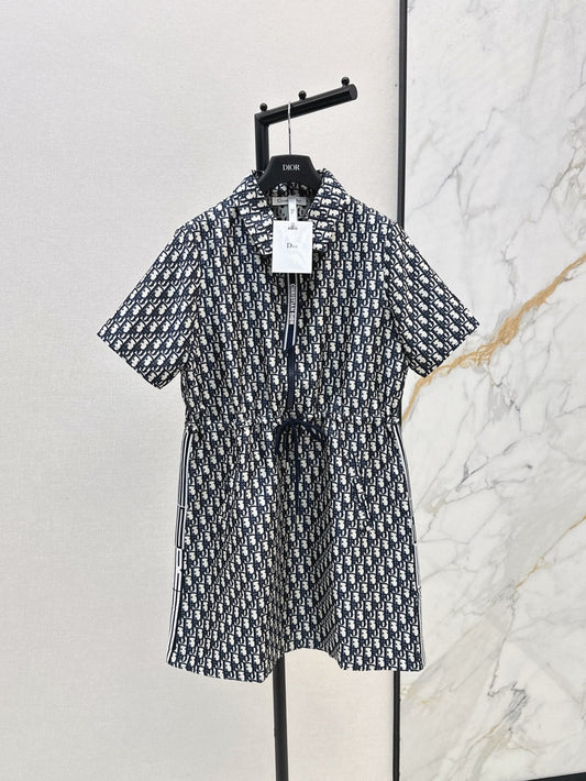 D*r 25ss jacquard technical taffeta drawstring dress