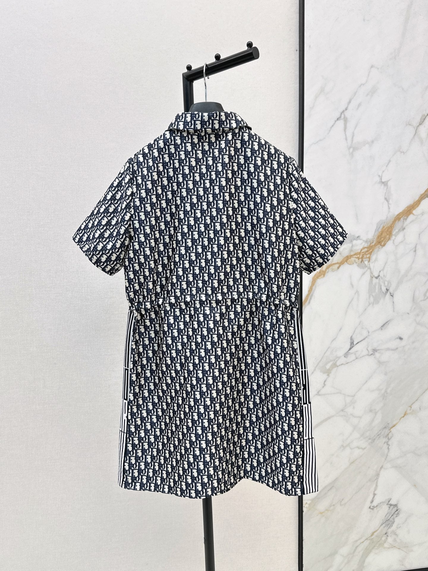 D*r 25ss jacquard technical taffeta drawstring dress