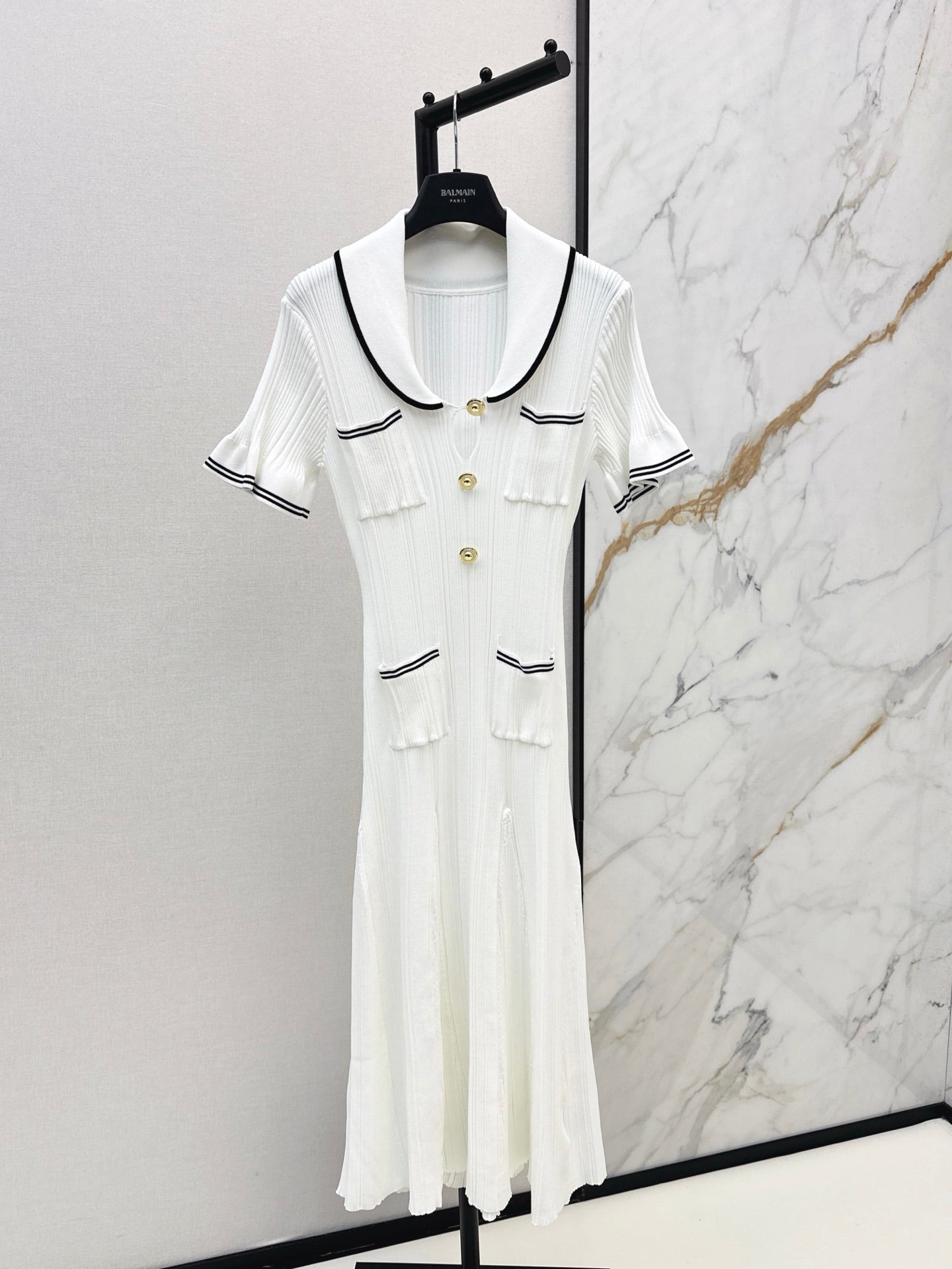 Balm* gold buttons long knit dress