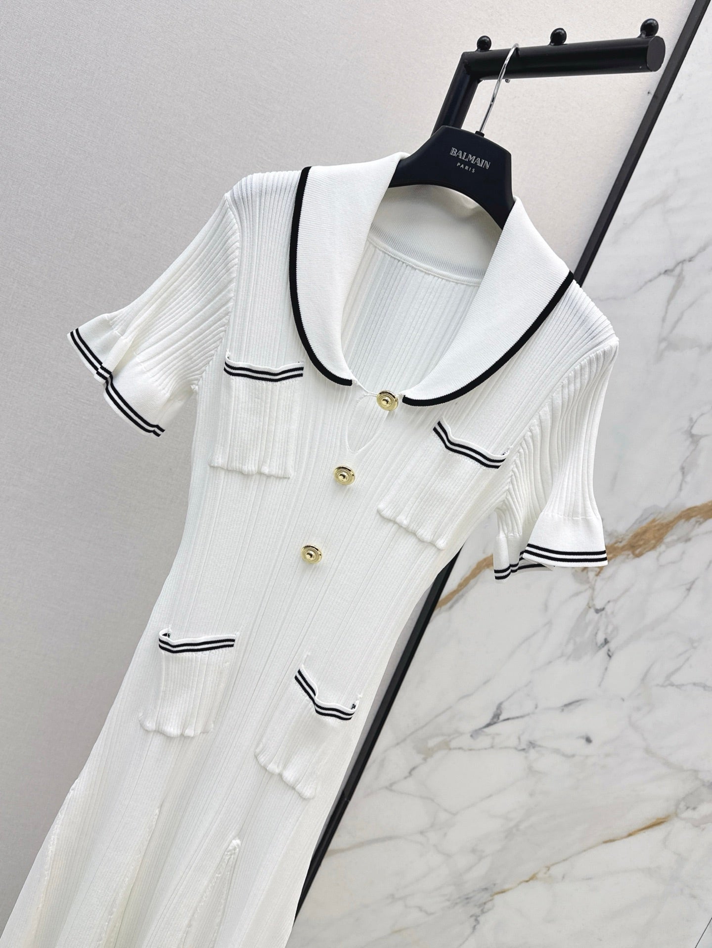 Balm* gold buttons long knit dress