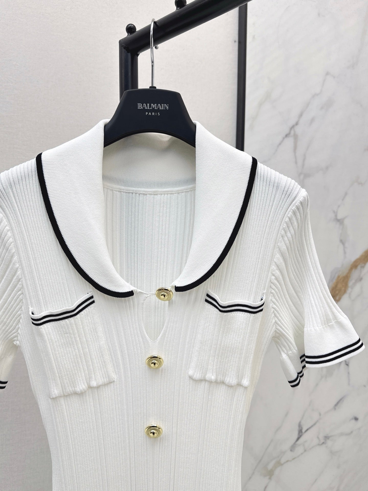 Balm* gold buttons long knit dress