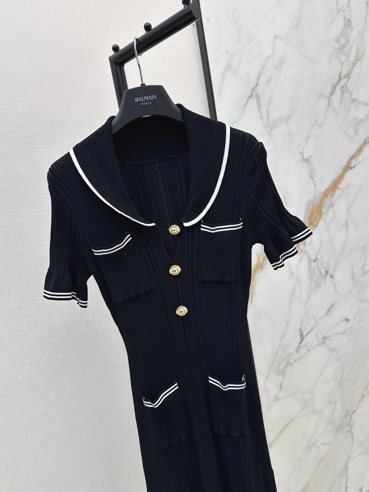 Balm* gold buttons long knit dress