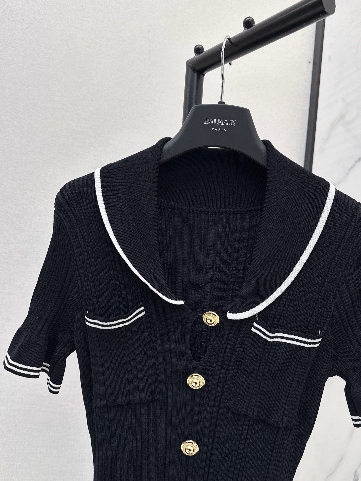 Balm* gold buttons long knit dress