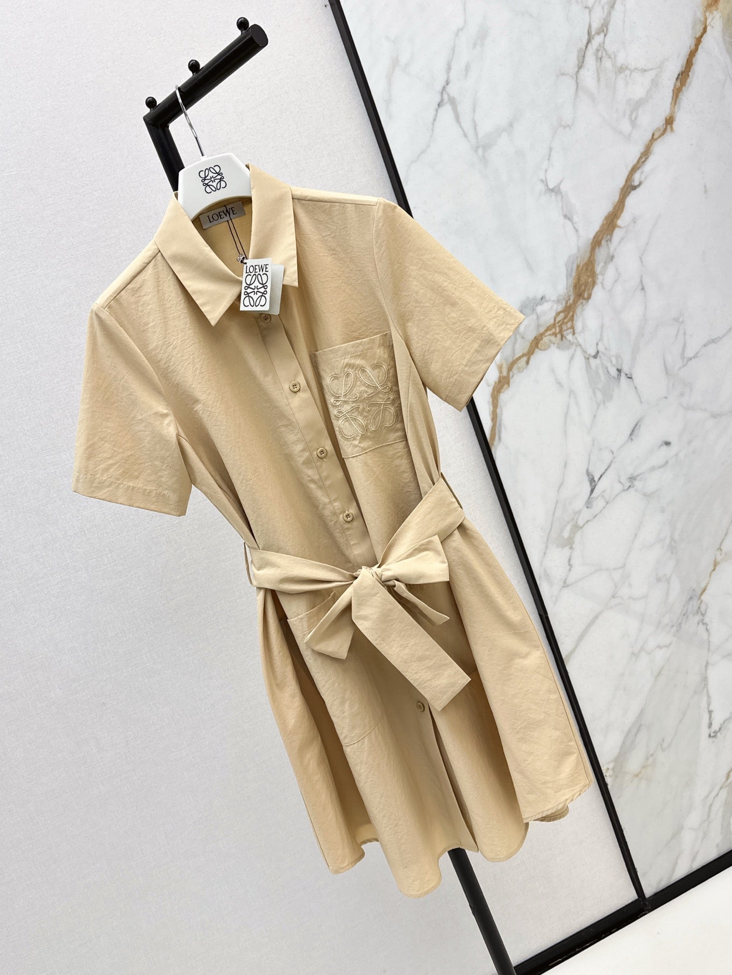Loe* 25ss twill belted dress