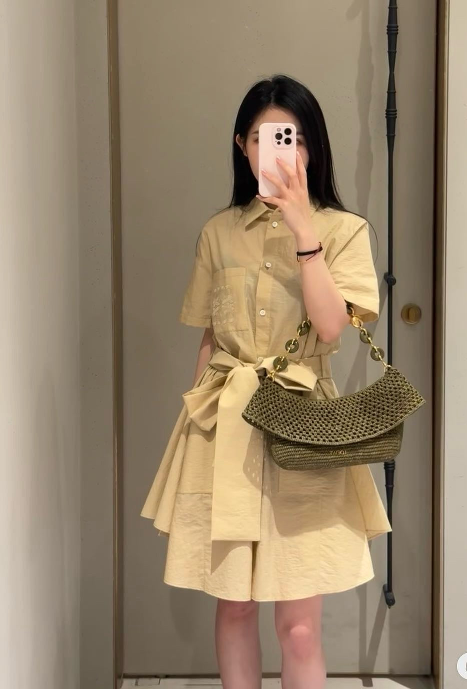 Loe* 25ss twill belted dress