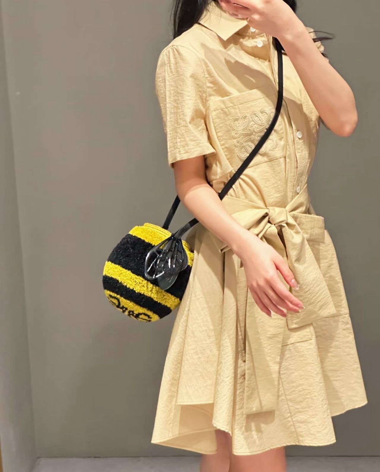 Loe* 25ss twill belted dress