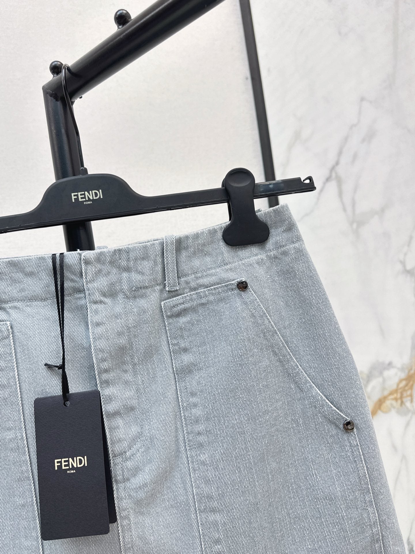 Fd* 25ss large pocket demin mini skirt