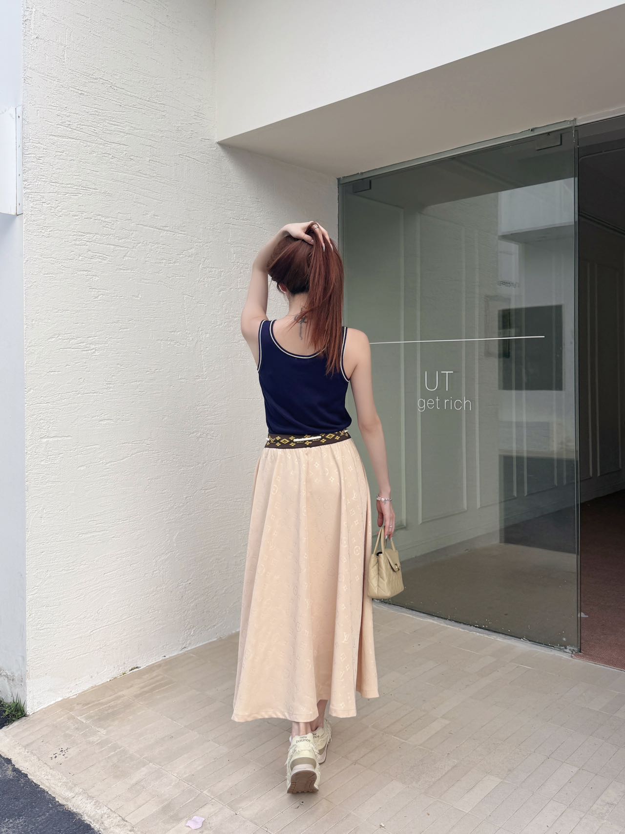 Loui* 25ss monogram elastic waist skirt