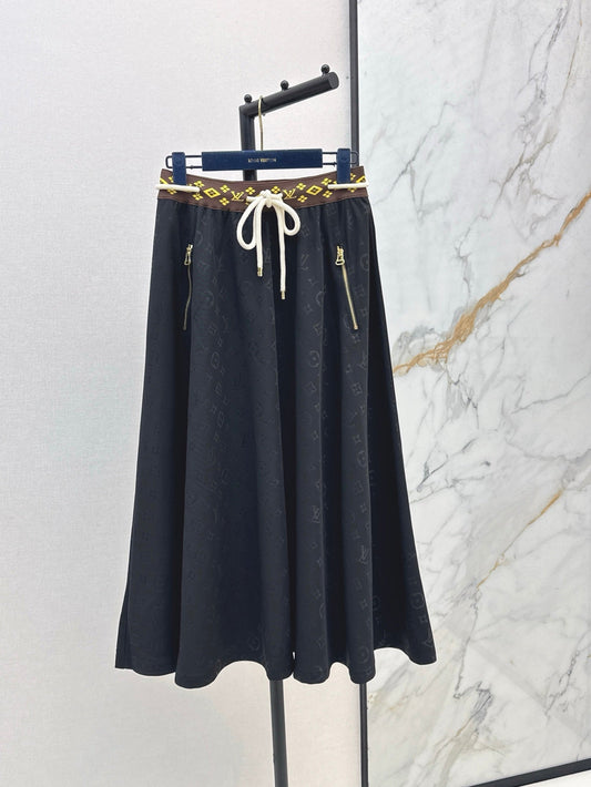 Loui* 25ss monogram elastic waist skirt