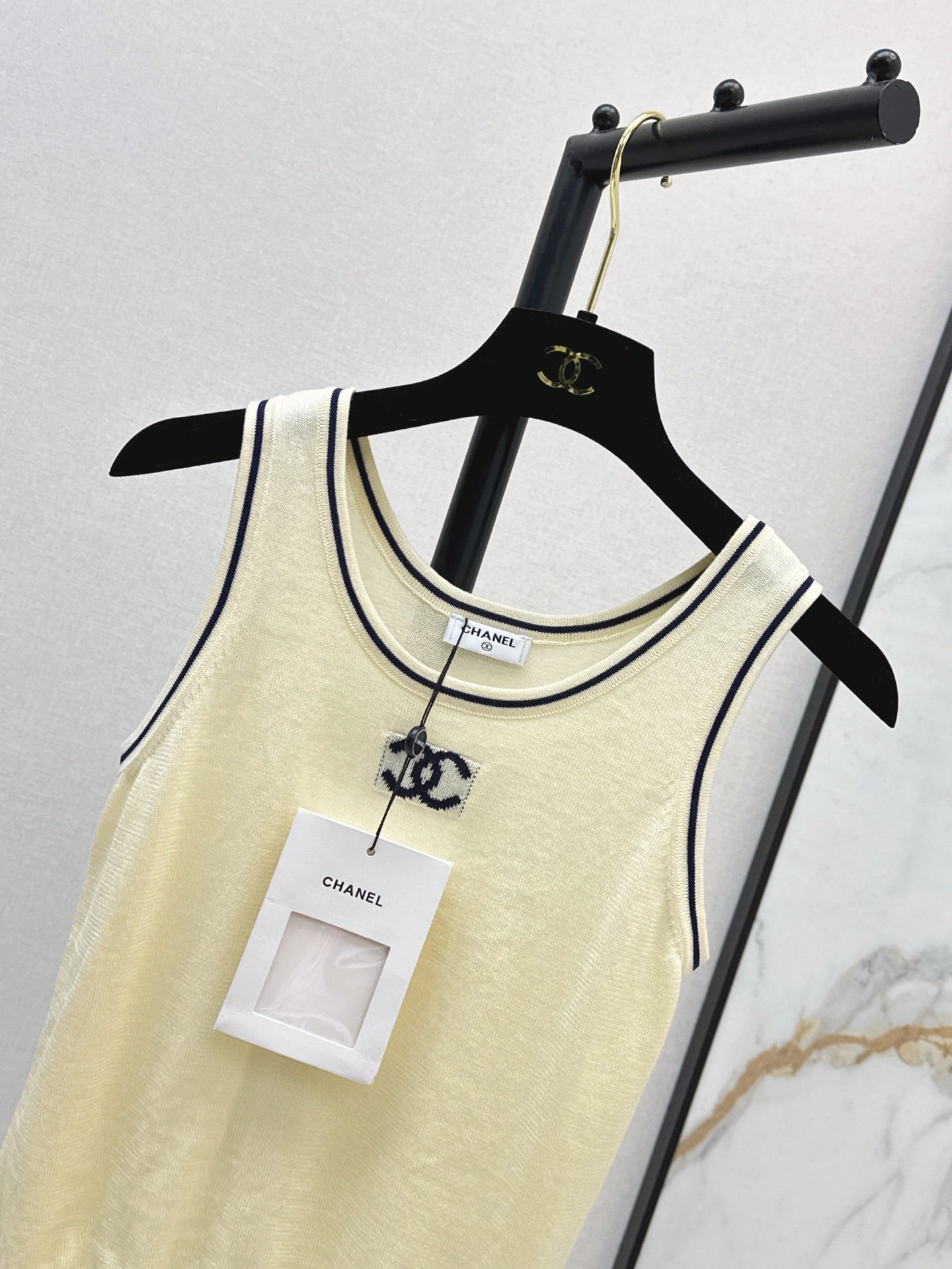 C*nel 25ss logo jacquard knitted vest