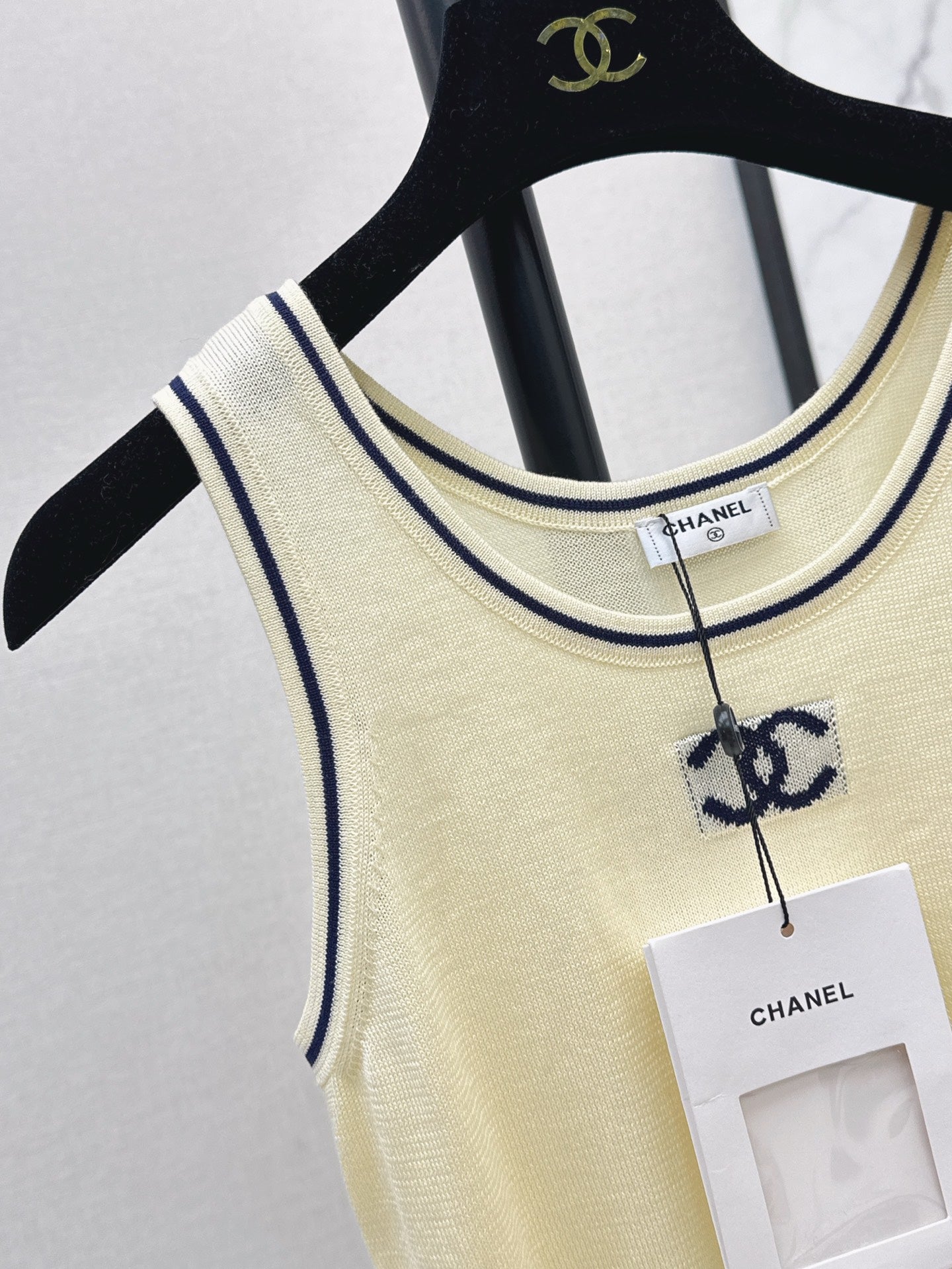 C*nel 25ss logo jacquard knitted vest