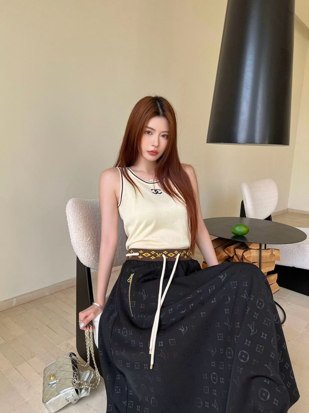 C*nel 25ss logo jacquard knitted vest