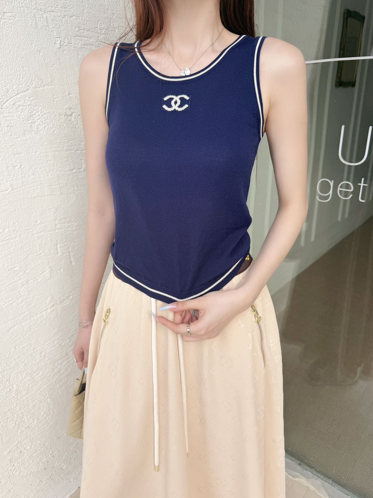 C*nel 25ss logo jacquard knitted vest