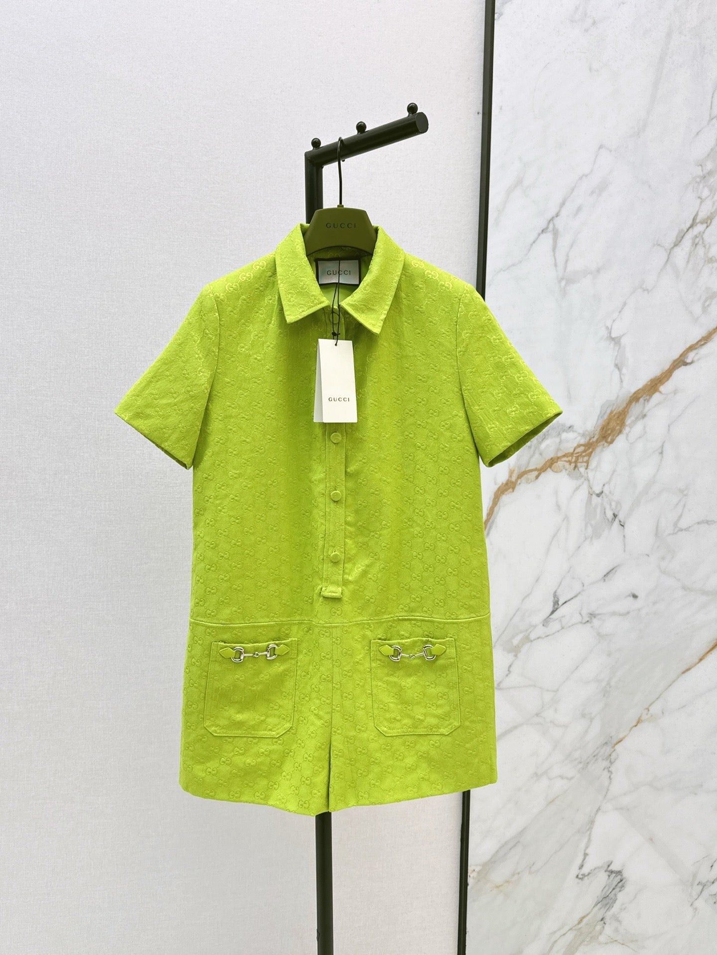 Gu* 25ss GG canvas jumpsuit with horsebit