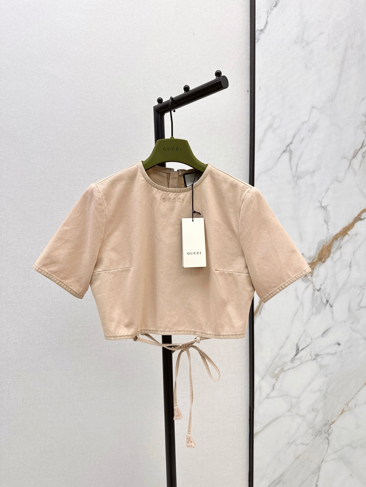 Gu* 25ss  crop shirt with tie hem