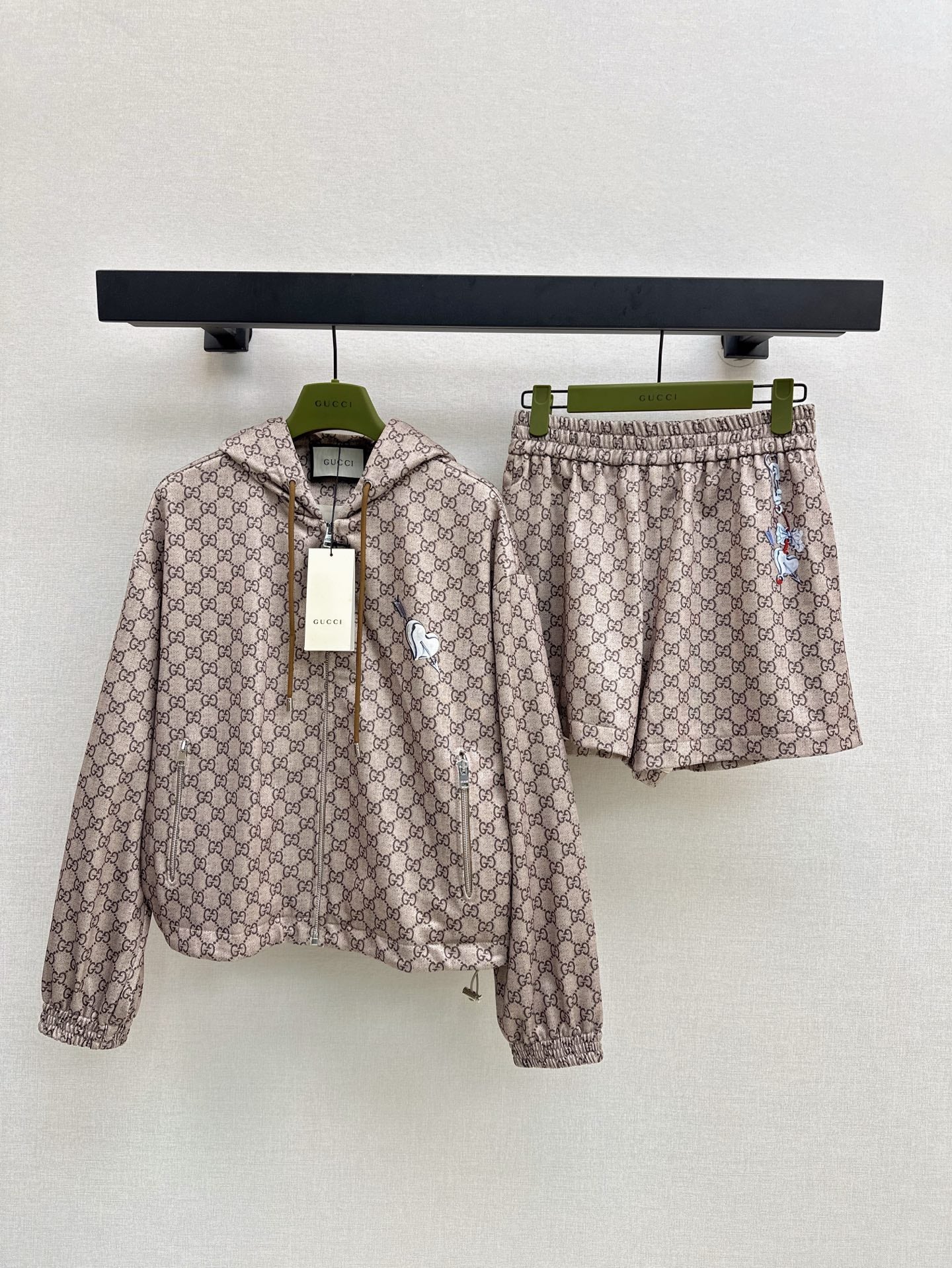 Gu* 25ss GG jacquard hooded jacket suit