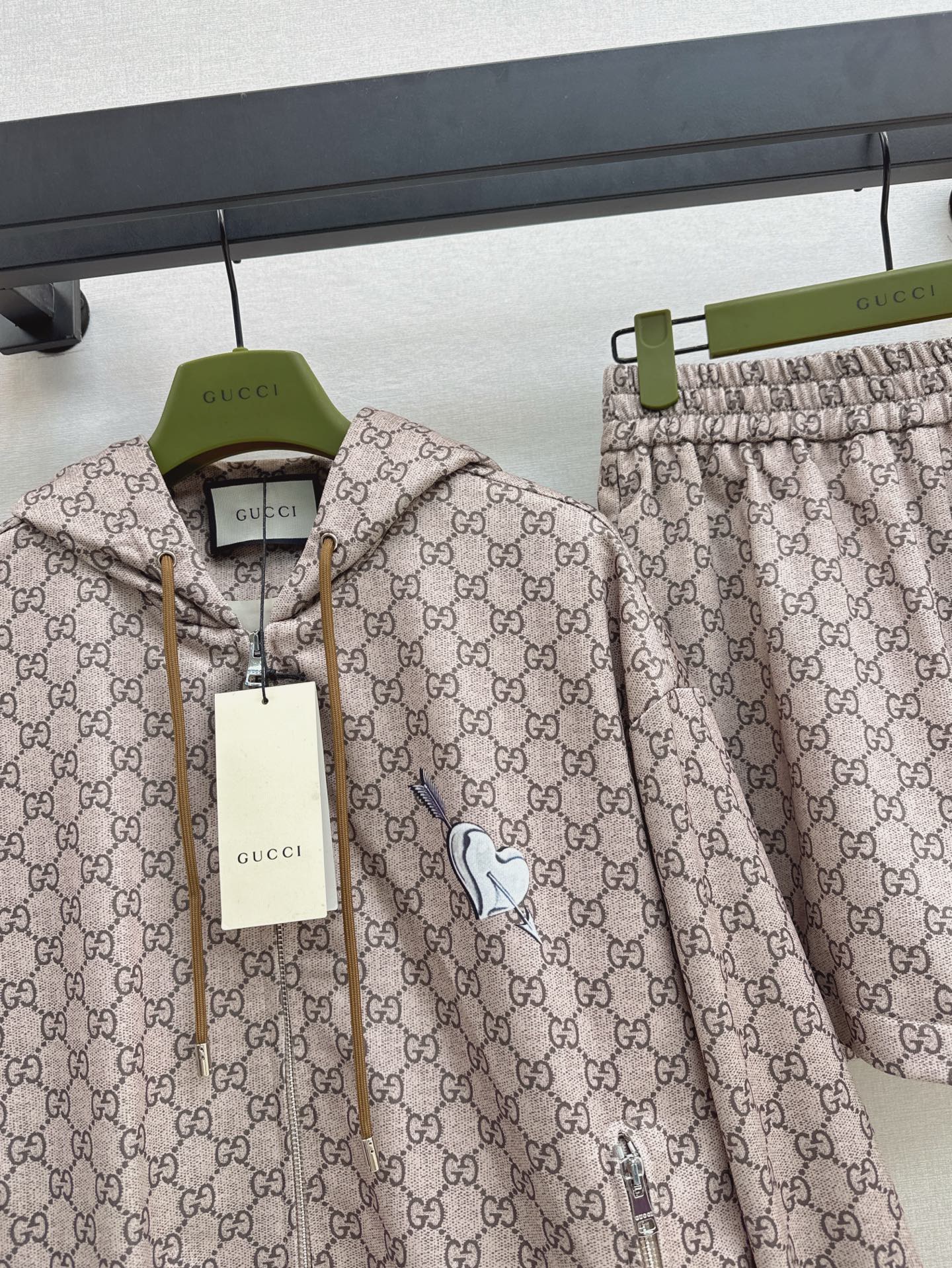 Gu* 25ss GG jacquard hooded jacket suit