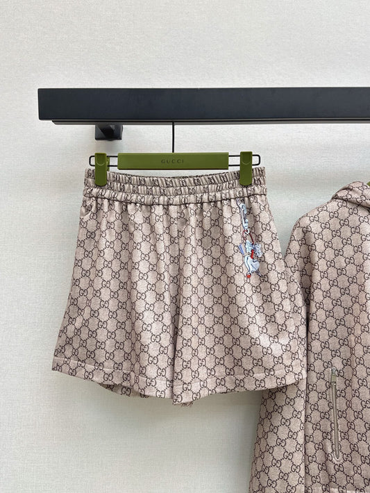 Gu* 25ss GG jacquard hooded jacket suit