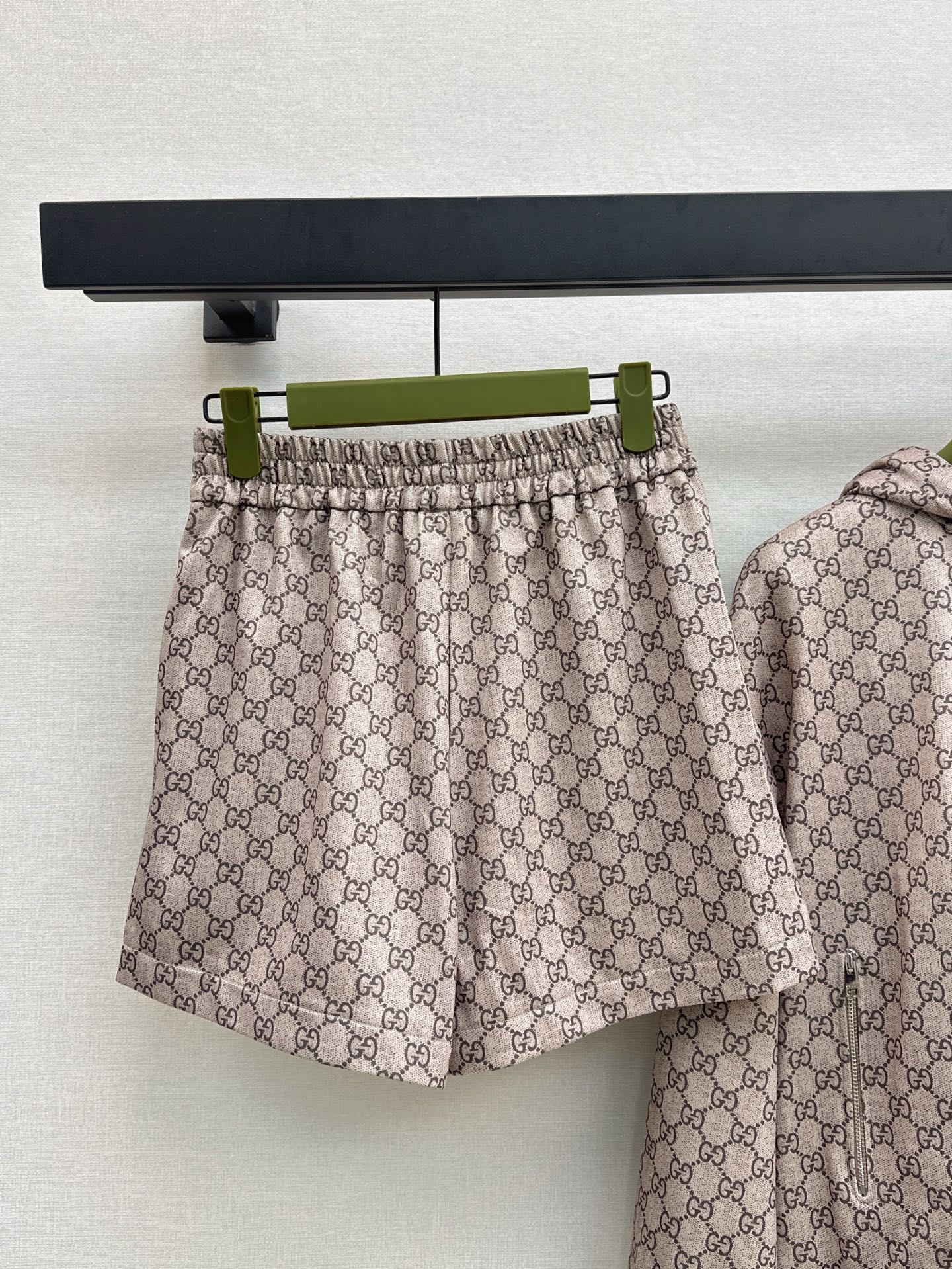 Gu* 25ss GG jacquard hooded jacket suit