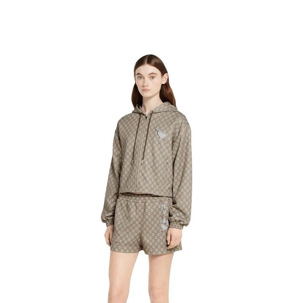 Gu* 25ss GG jacquard hooded jacket suit