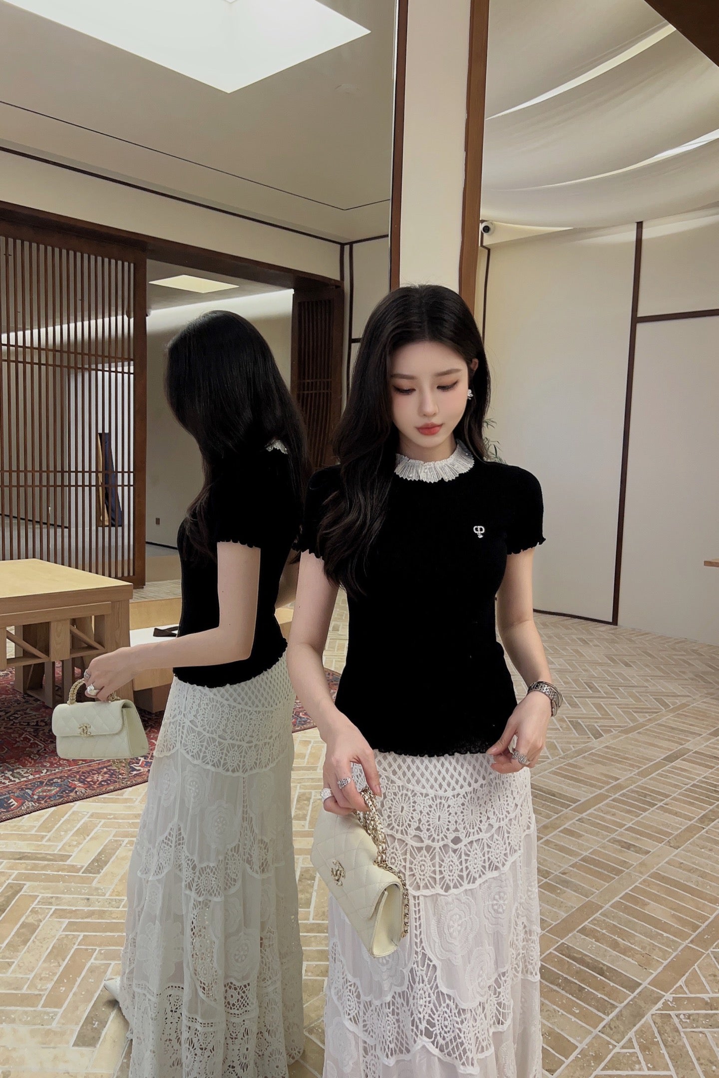 D*r 25ss Ruffled jersey top