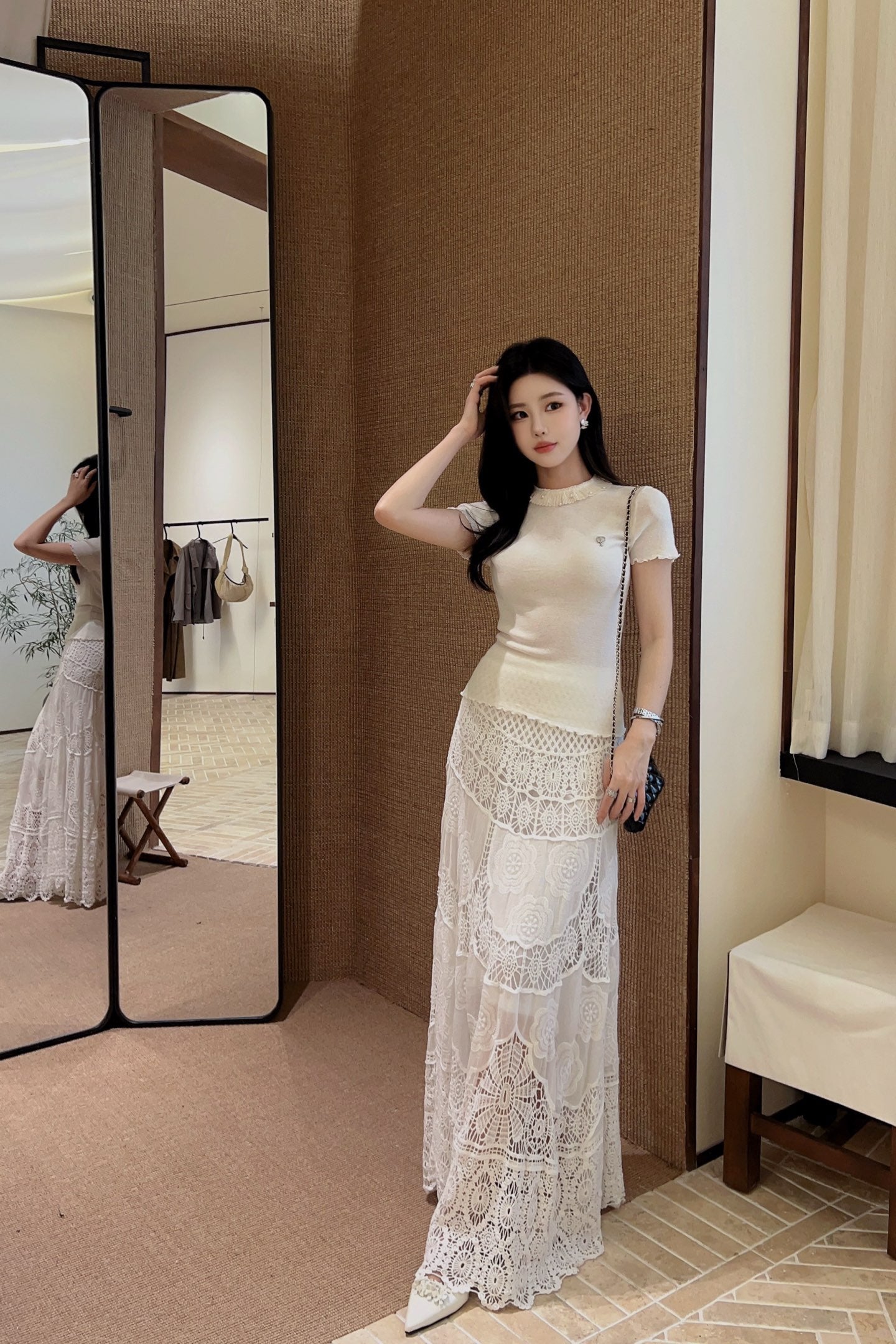 D*r 25ss Ruffled jersey top