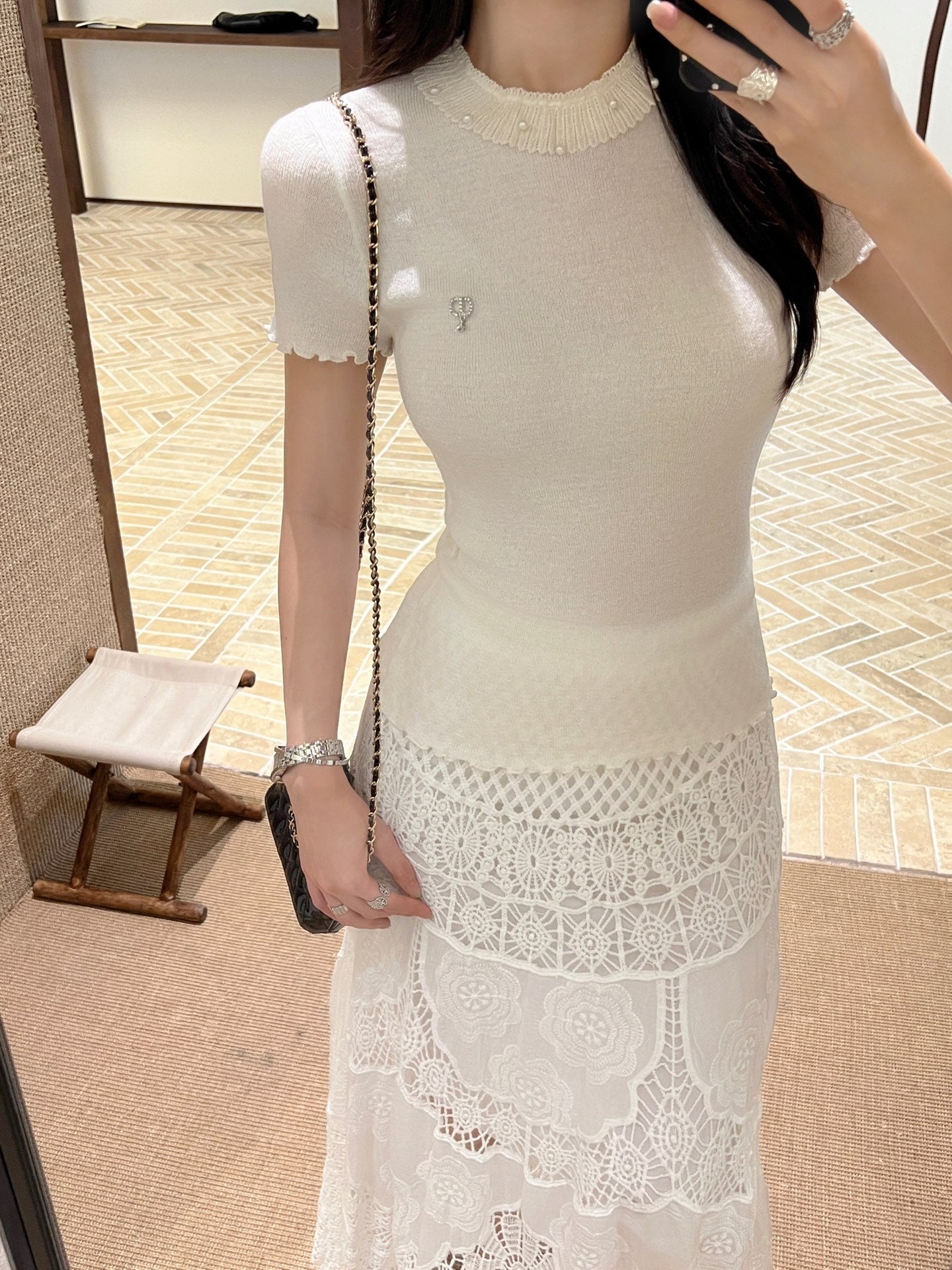 D*r 25ss Ruffled jersey top