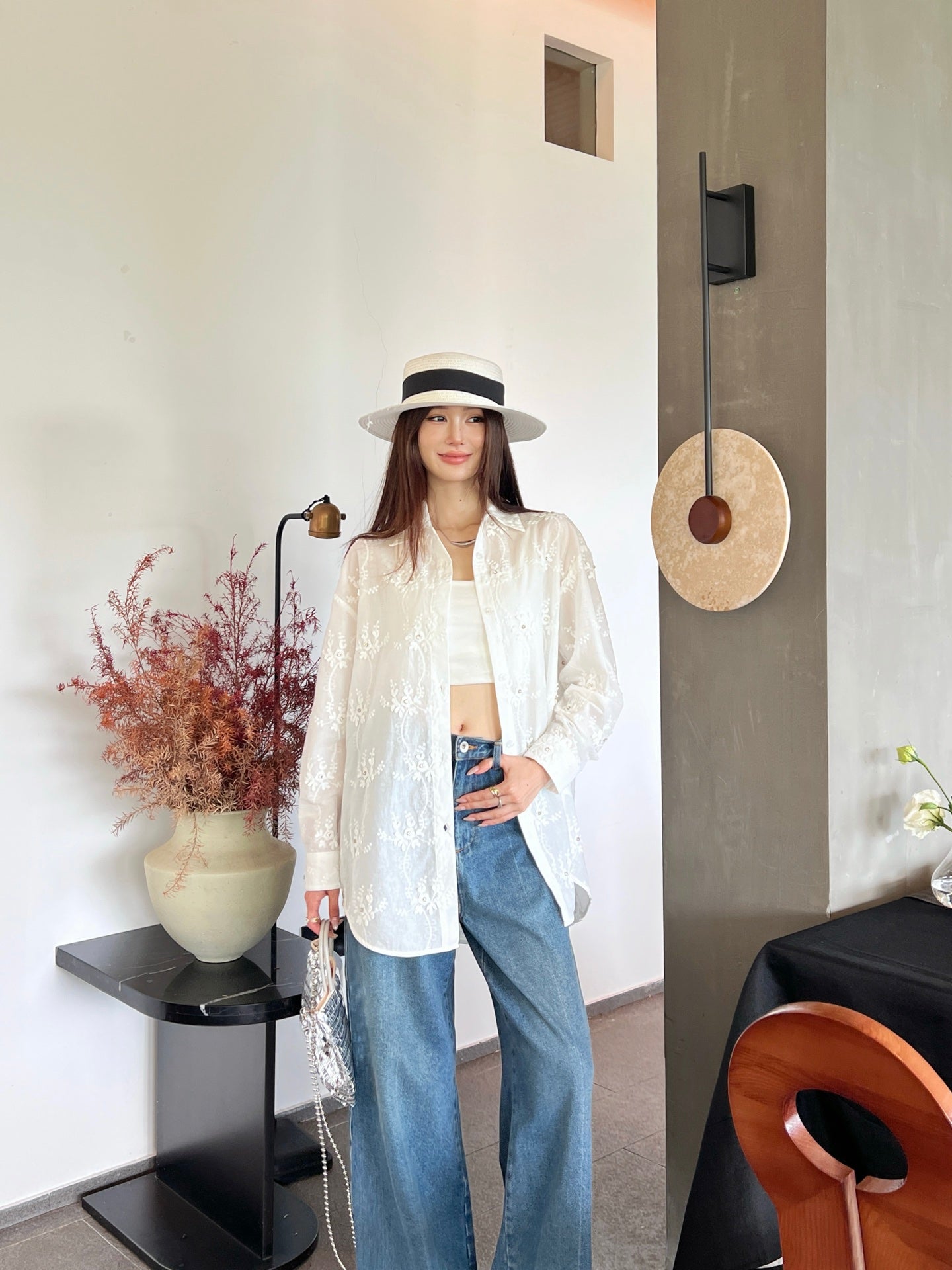 Valen* 25ss 3D flower cotton shirt