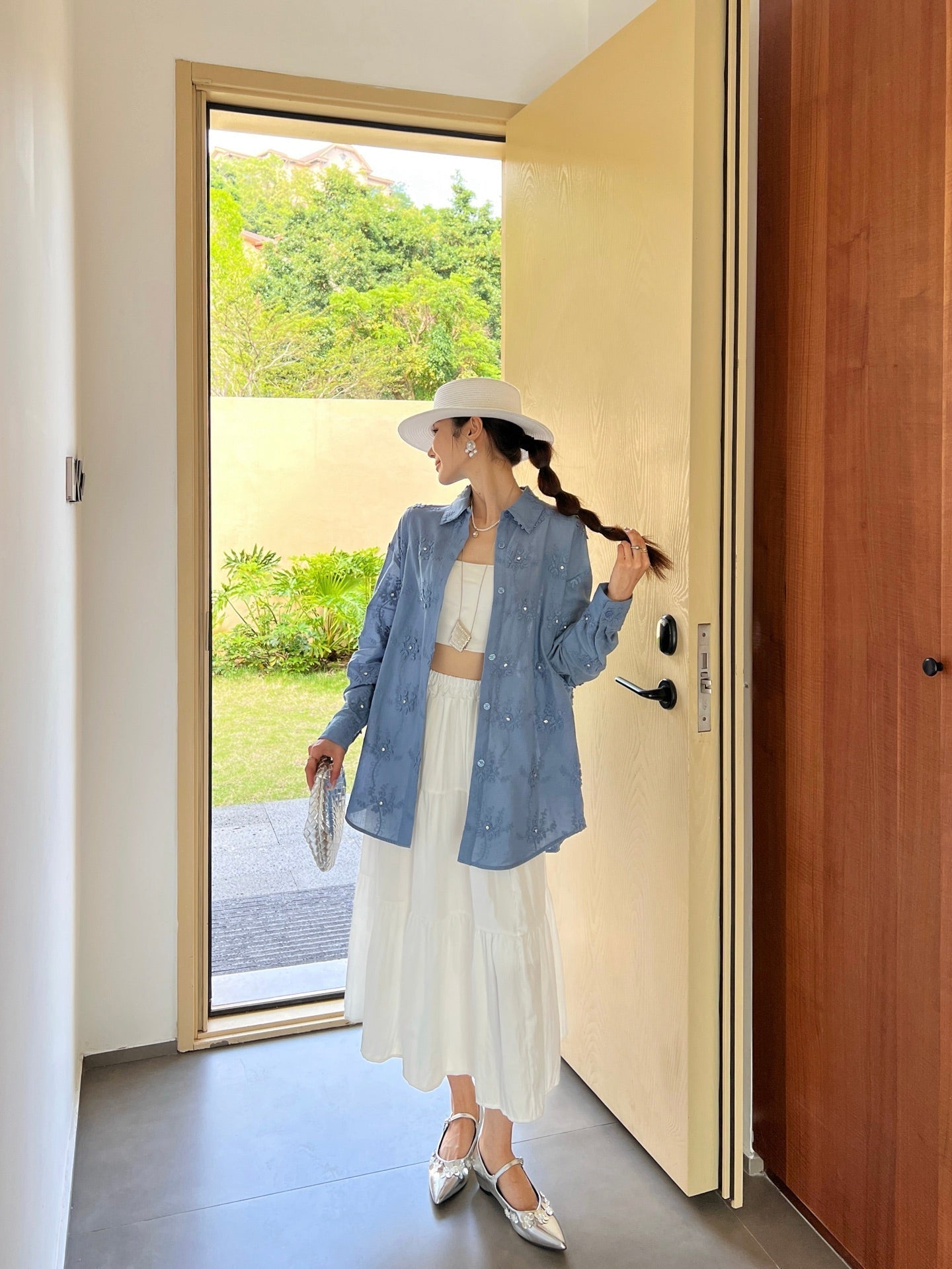 Valen* 25ss 3D flower cotton shirt