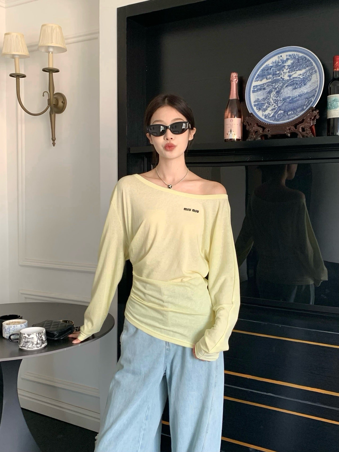 M*u 25ss Boat neck pullover top