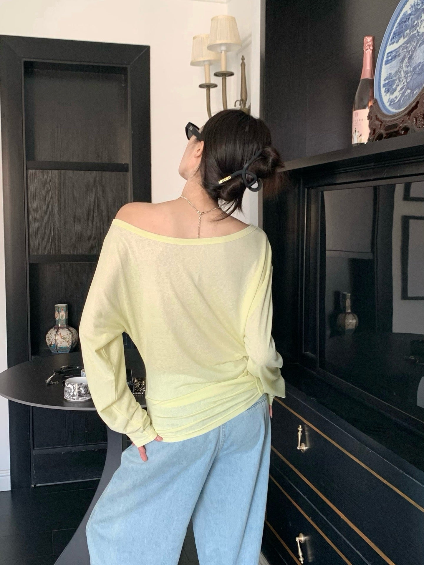 M*u 25ss Boat neck pullover top