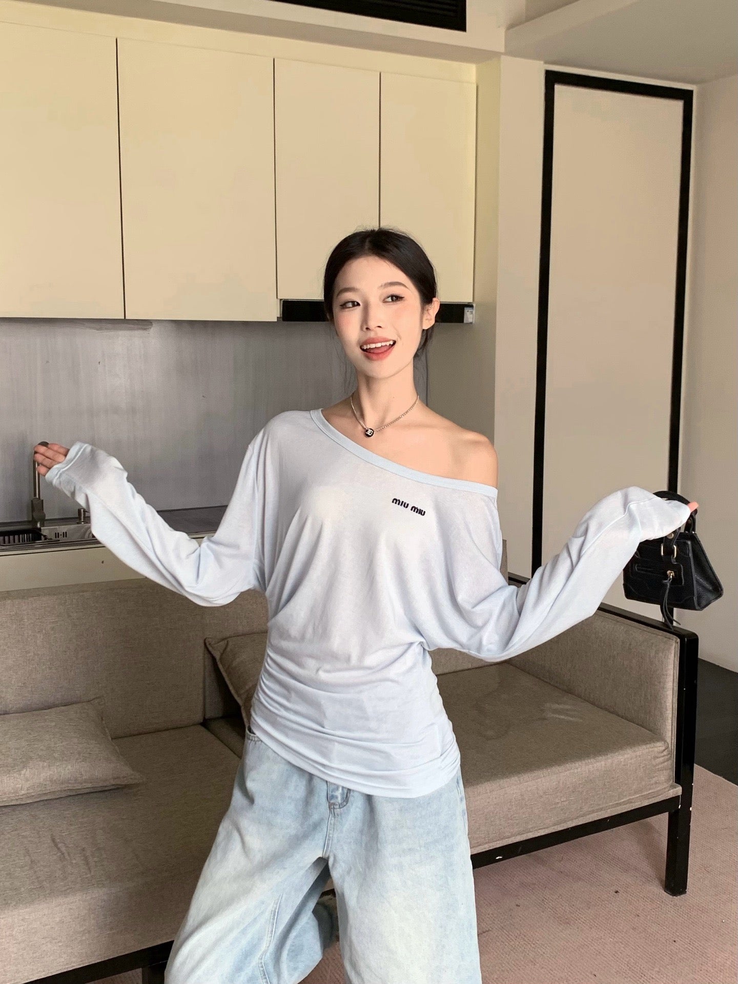 M*u 25ss Boat neck pullover top