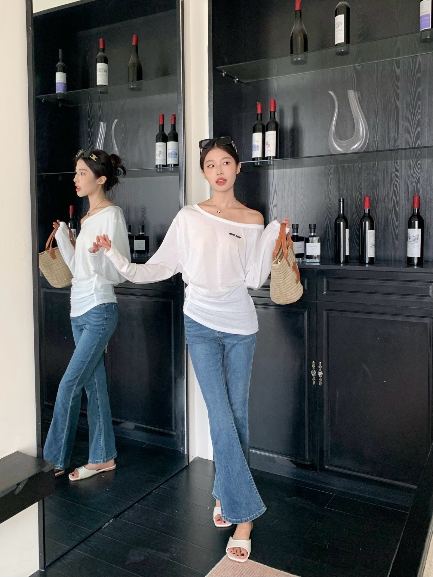 M*u 25ss Boat neck pullover top