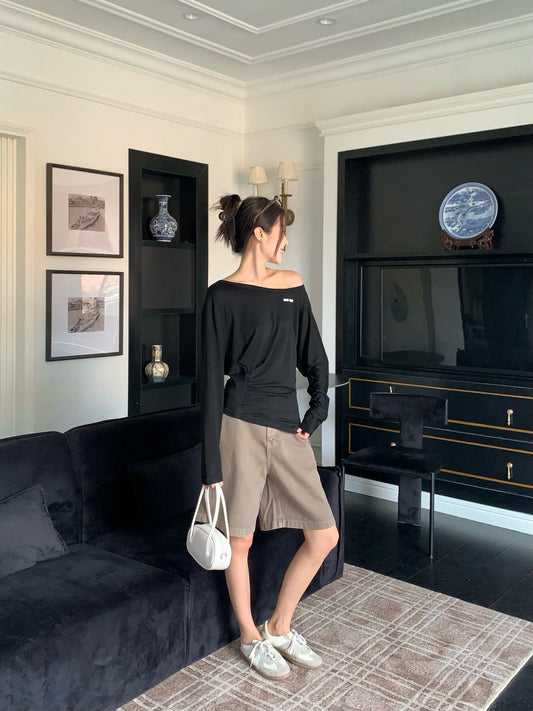 M*u 25ss Boat neck pullover top