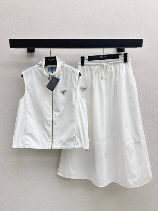 Pra* 25ss sleeveless jacket and skirt suit