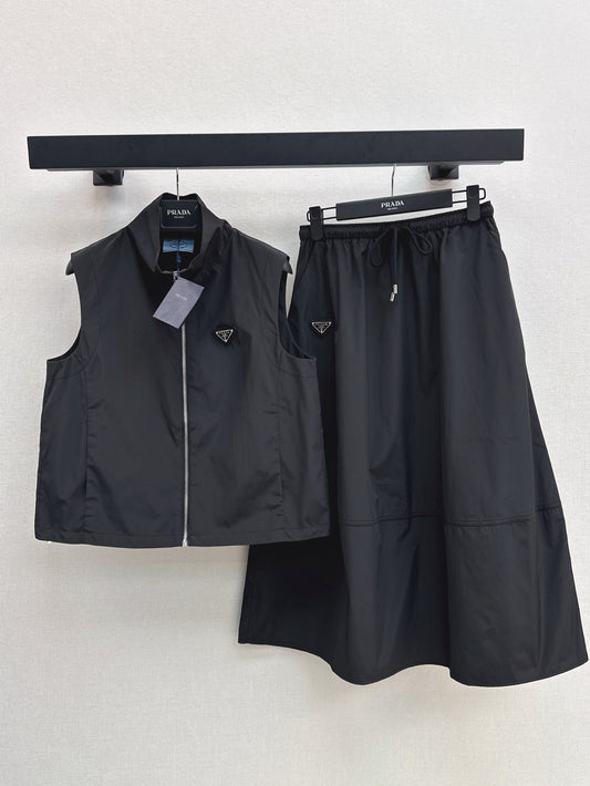 Pra* 25ss sleeveless jacket and skirt suit