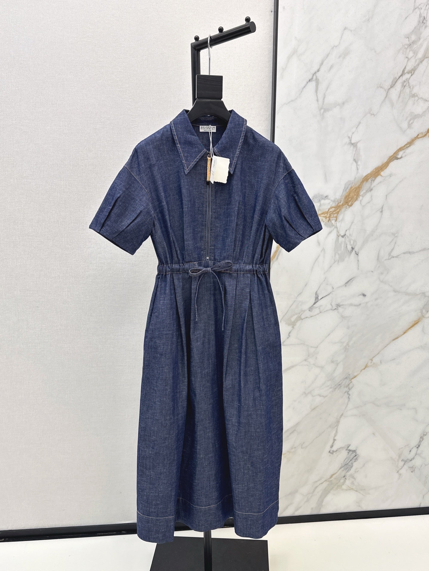 Brune*C 25ss belted denim dress