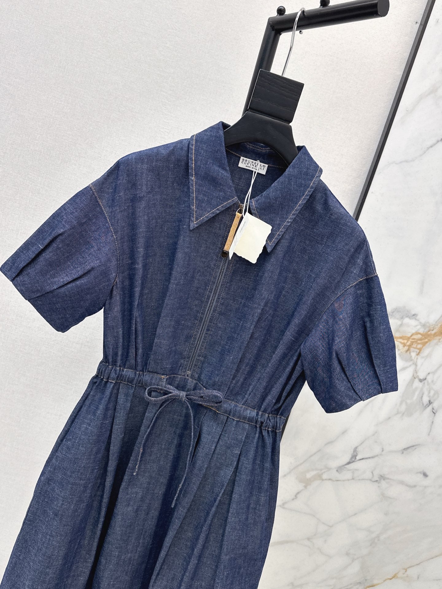 Brune*C 25ss belted denim dress