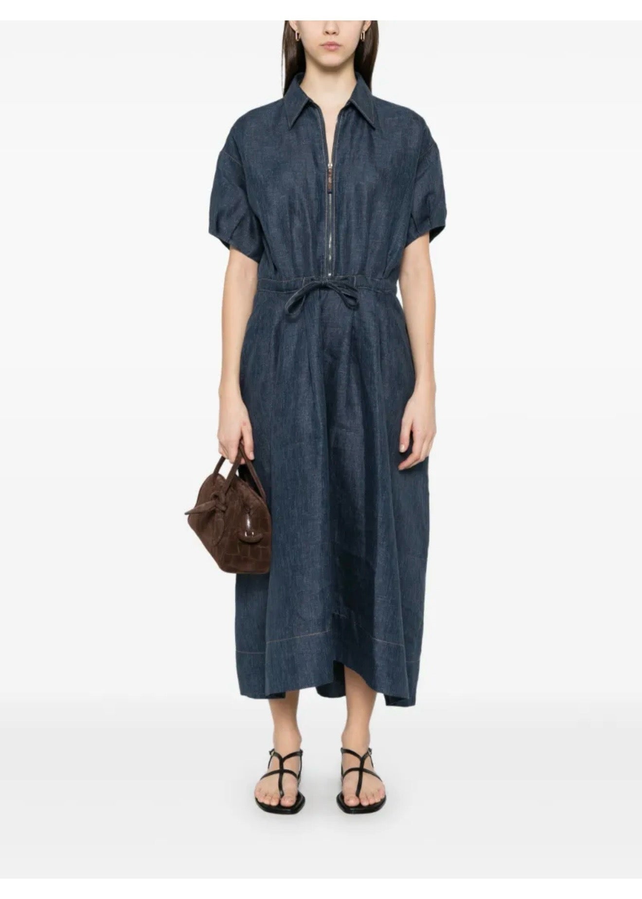 Brune*C 25ss belted denim dress