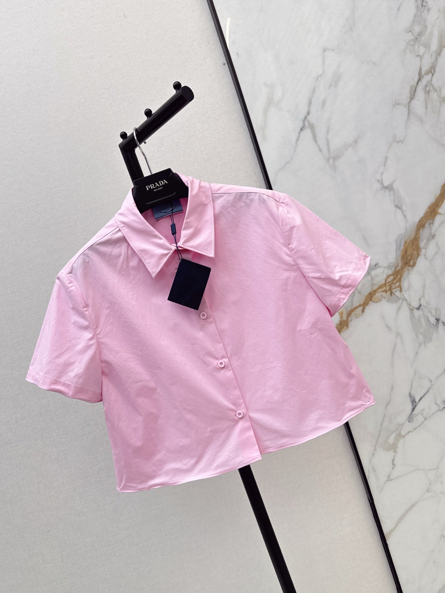 Pra* 25ss cropped cotton shirt