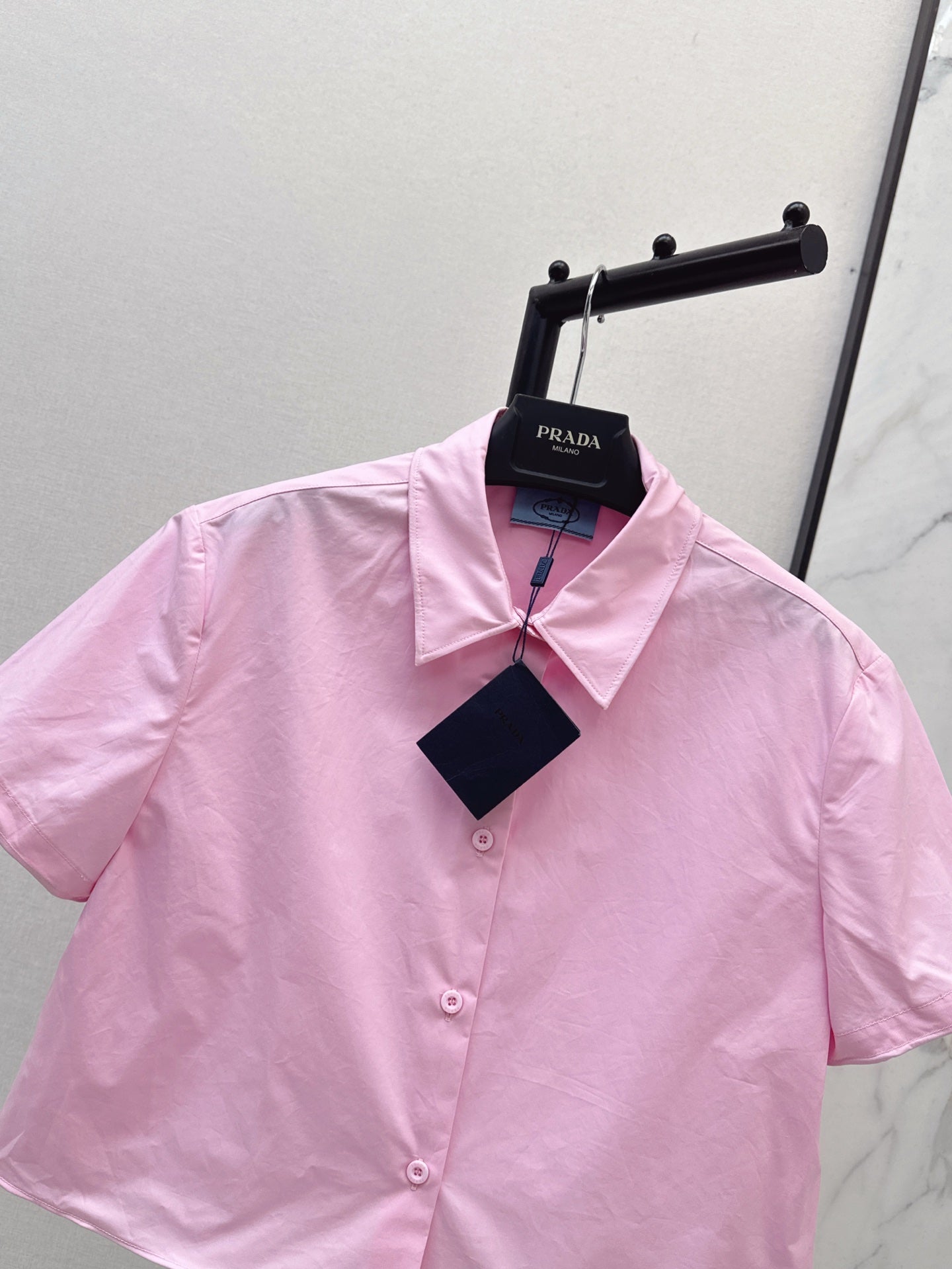 Pra* 25ss cropped cotton shirt