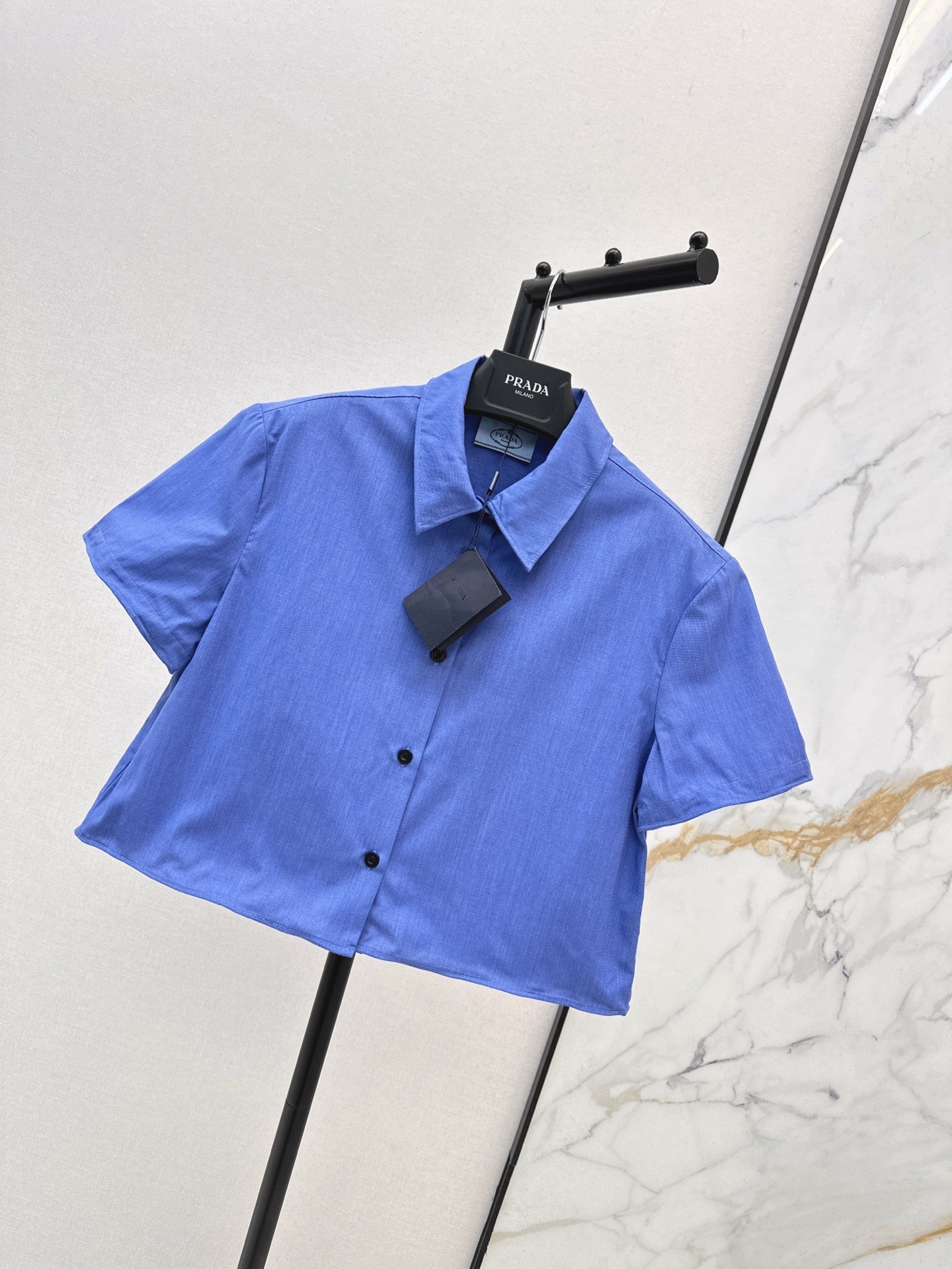 Pra* 25ss cropped cotton shirt