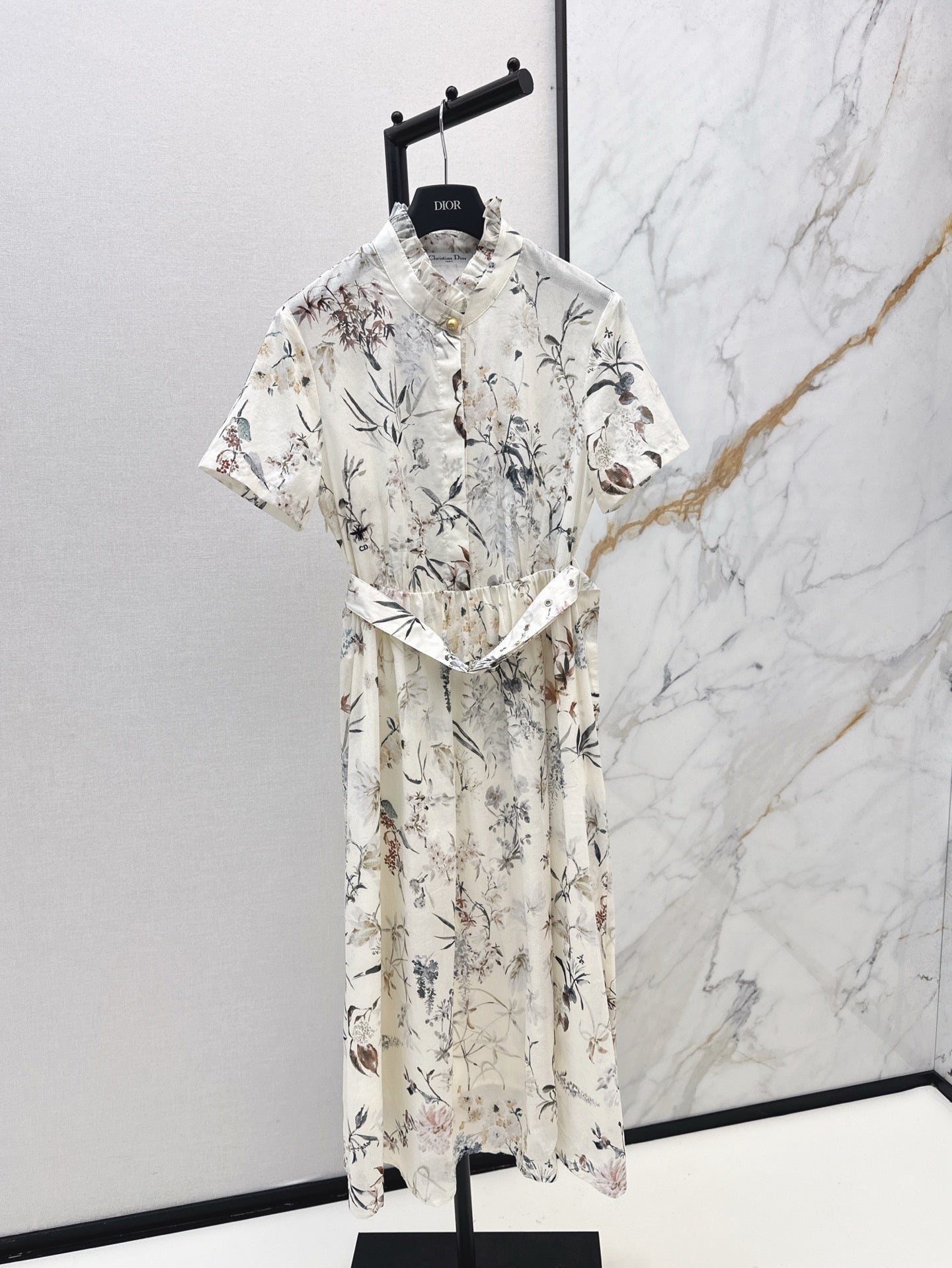 D*r 25ss mid-length print belted dress