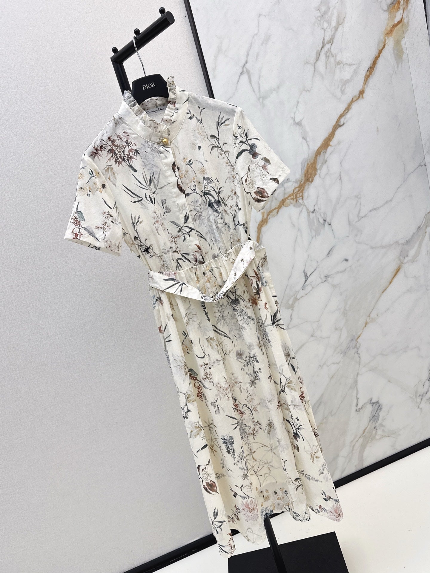 D*r 25ss mid-length print belted dress